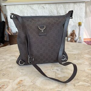 Gucci GG Canvas Abbey D-Ring Crossbody Bag Dark Brown Canvas & Leather